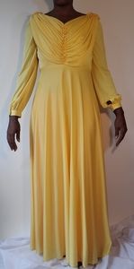 Vintage Long Sleeve Yellow Dress Gown